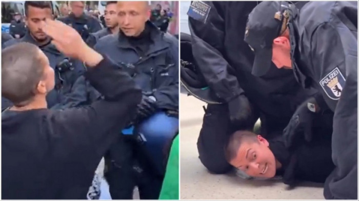 Nemačka policija uhapsila irsku demonstrantkinju nakon čudnog performansa i prepirke (VIDEO)