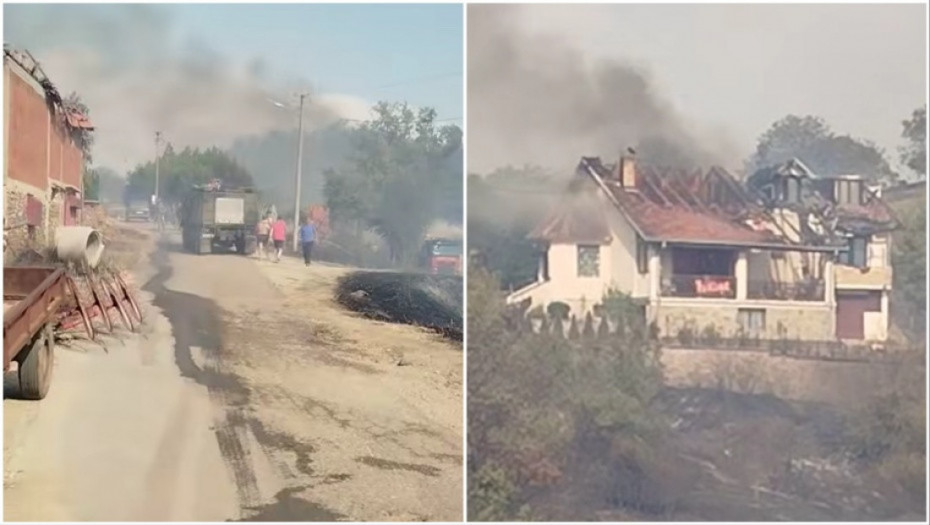 Dramatični snimci iz okoline Vranja: Vatra se širi u selu Mečkovac, zahvatila i kuće