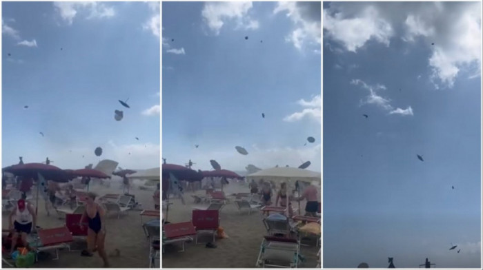 Pijavica podigla suncobrane i izazvala paniku na italijanskoj plaži: Sedmoro povređenih u popularnom odmaralištu (VIDEO)