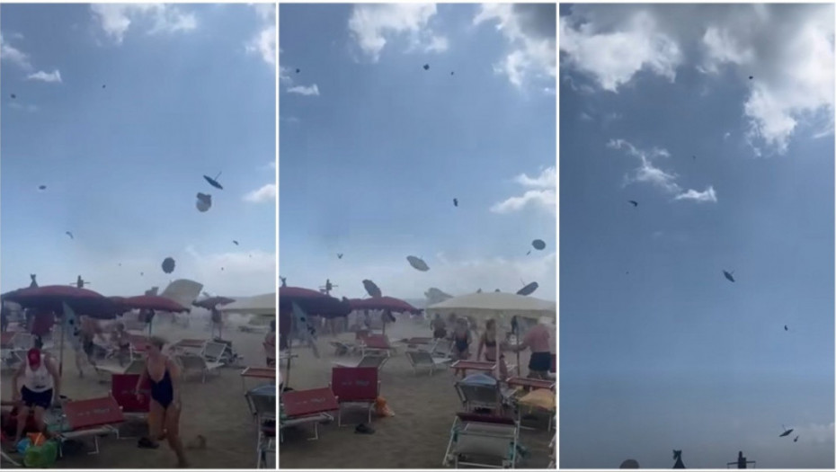 Pijavica podigla suncobrane i izazvala paniku na italijanskoj plaži: Sedmoro povređenih u popularnom odmaralištu (VIDEO)
