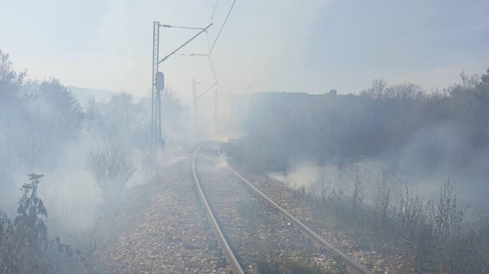 Veliki požar zahvatio pragove pruge u Brusniku: Zaustavljeni vozovi između Zaječara i Negotina