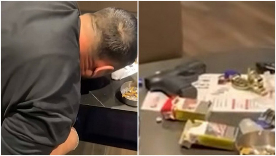 Isplivao snimak: Opštinski službenik na KiM uhapšen zbog konzumiranja narkotika, na stolu bili pištolj i nož (VIDEO)