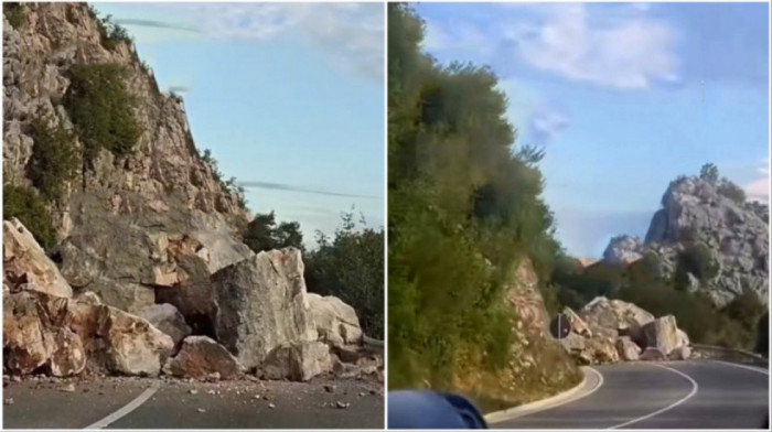 Stene prekrile kolovoz: Saobraćaj obustavljen na putu Budva–Cetinje