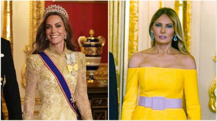 "Kraljice mode" odmerile snage na britanskom tlu: Šta su nosile Kejt Midlton i Melanija Tramp na raskošnom prijemu