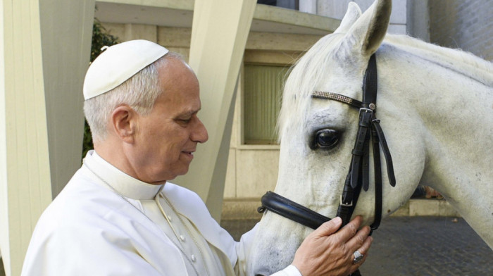 Papa Lav XIV dobio na poklon čistokrvnog arapskog belog konja: Novac od prodaje ide siromašnima