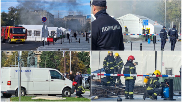Lokalizovan požar ispred Skupštine, jedna osoba prevezena u Urgentni centar