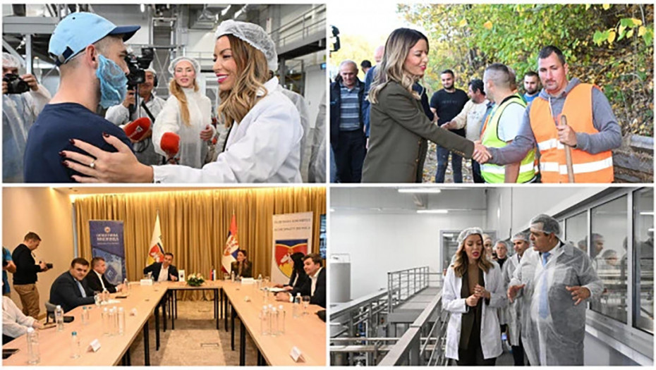 Ministarka Mesarović u poseti Mionici: Obišla fabriku vode i radove na asfaltiranju puta u Berkovcu