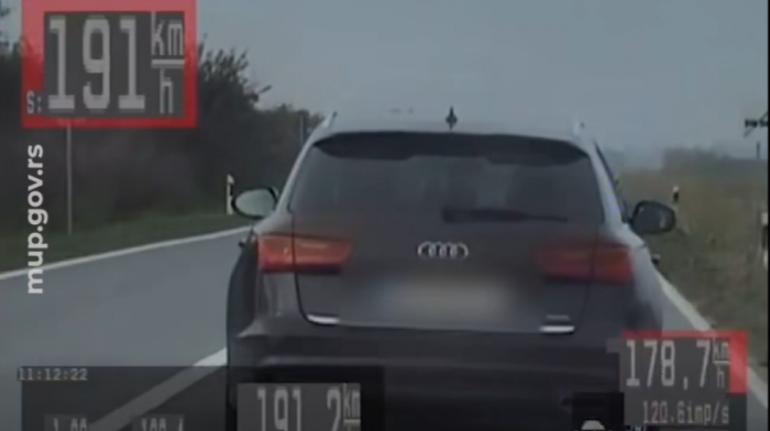 Nasilniča vožnja i nepropisno preticanje: Policija zaustavila "audi" koji je išao 191 km/h na putu Pančevo-Kovin (VIDEO)