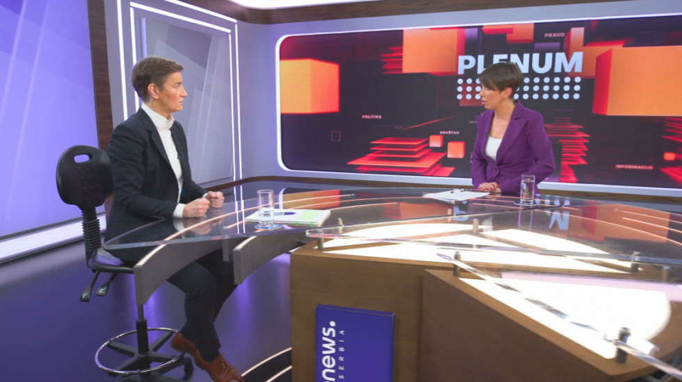 Brnabić u emisiji "Plenum": Parlament nikada neće biti blokiran, to je mesto za dijalog, a ne sukobi na ulicama