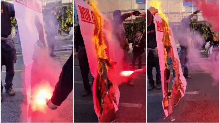 Pripadnici studentskog pokreta zapalili poster sa likom ministra odbrane u Rimu