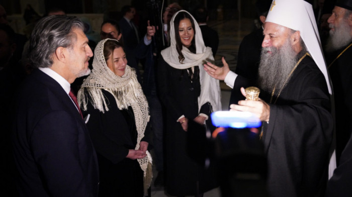 Svečani doček u harmu Svetog Save: Patrijarh srpski Porfirije primio predsednika Gruzije Mihaila Kavelašvilija