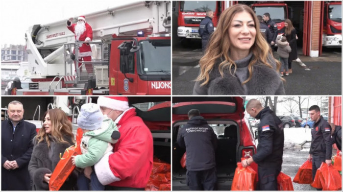 "Ovo je mali doprinos njihovoj posvećenosti": Jakšić uručila novogodišnje paketiće deci vatrogasaca (FOTO/VIDEO)