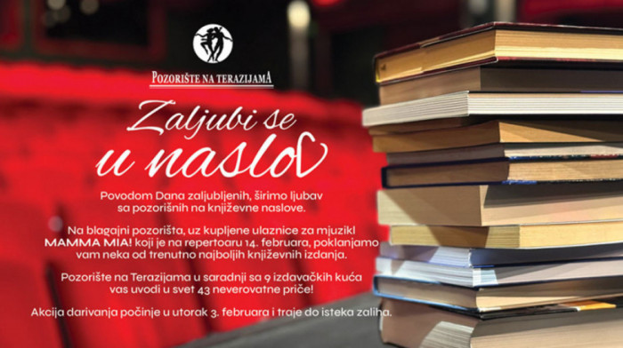 "Zaljubi se u naslov": Pozorište na Terazijama povodom Dana zaljubljenih uz kupljene ulaznice, daruje i knjige (VIDEO)