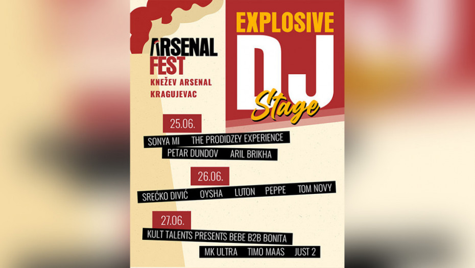 Timo Maas, Tom Novy i Aril Brikha na Explosive DJ Stage-u Arsenal Festa 2026