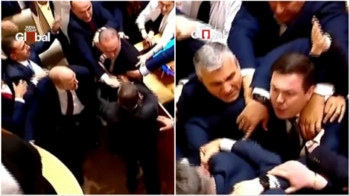 Tuča u parlamentu Gruzije tokom sednice na kojoj je govorio premijer Kobahidze (VIDEO)