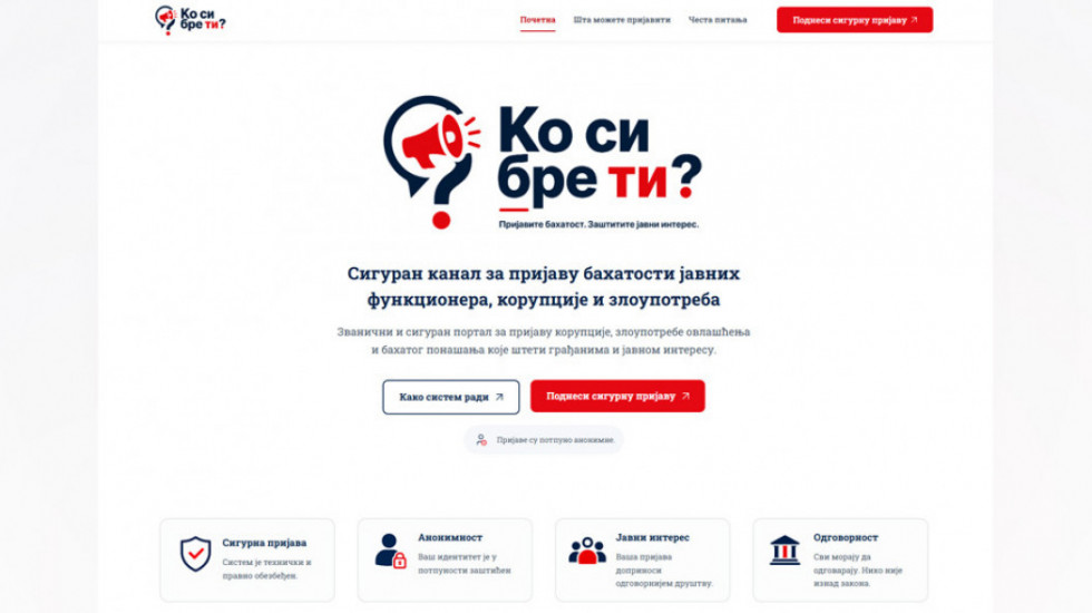 Počeo sa radom portal "Ko si bre ti?": Kako građani mogu da prijave korupciju i druge nepravilnosti?