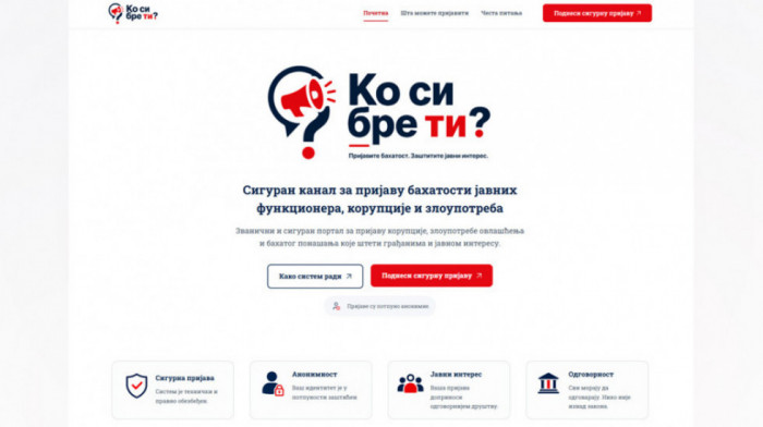 Počeo sa radom portal "Ko si bre ti?": Građani mogu anonimno da prijave korupciju i druge nepravilnosti