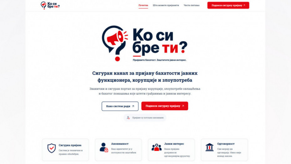 Počeo sa radom portal "Ko si bre ti?": Kako građani mogu da prijave korupciju i druge nepravilnosti?