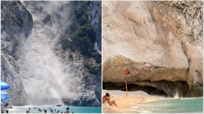 Drama na jednoj od najpoznatijih plaža u Grčkoj: Kamenje padalo nadomak kupača (VIDEO)