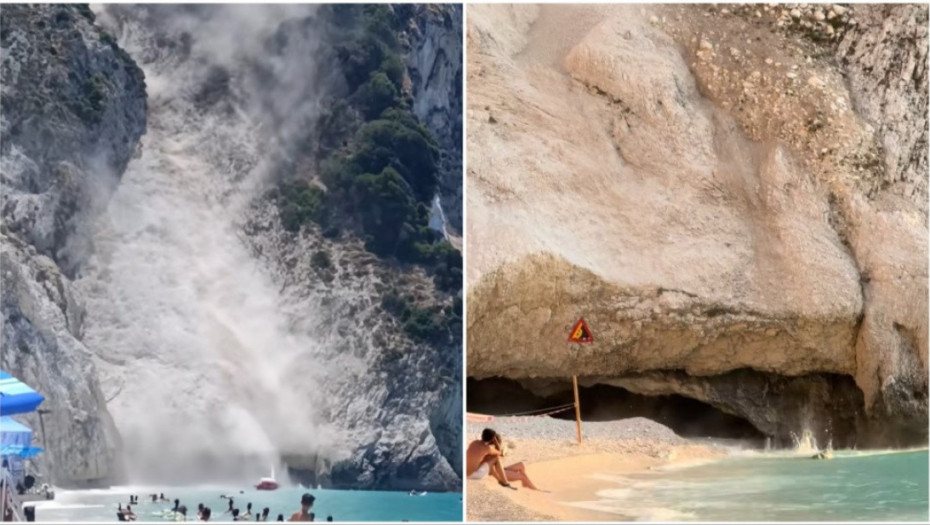 Drama na jednoj od najpoznatijih plaža u Grčkoj: Kamenje padalo nadomak kupača (VIDEO)