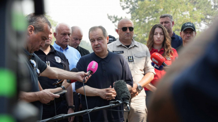 Dačić obišao požarište u Deliblatskoj peščari: Broj aktivnih žarišta značajno smanjen, važno je da nema žrtava