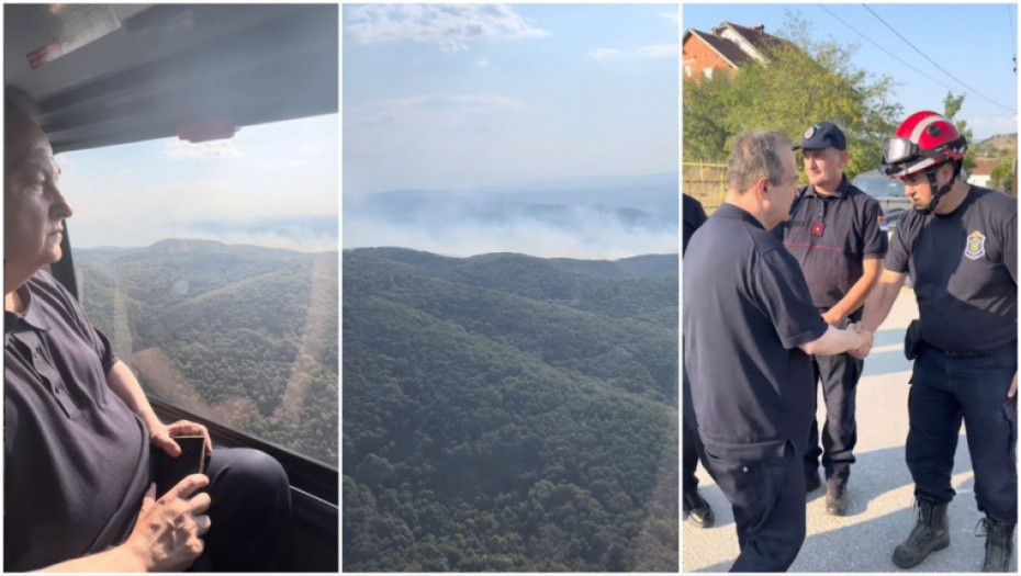 Požar se širi ka selu kod Bujanovca, Dačić stigao na teren: "Sprečavamo vatru da se spusti ka Breznici" (VIDEO)
