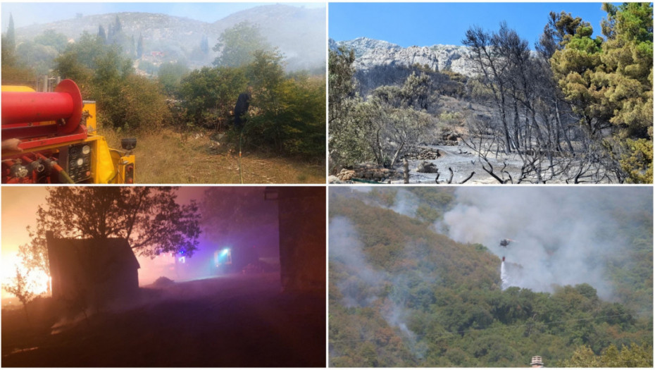Vatrogasci se bore sa požarima širom regiona - Omiš pogođen velikom vatrom, aktivna žarišta u Crnoj Gori
