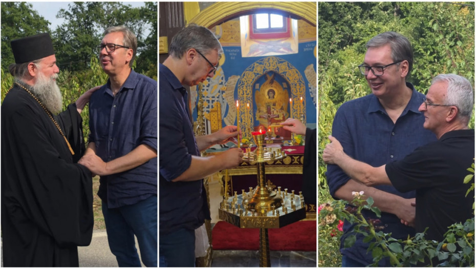Vučić posetio manastir Pinosava: Veliko i važno mesto okupljanja naroda palanačkog kraja (VIDEO)