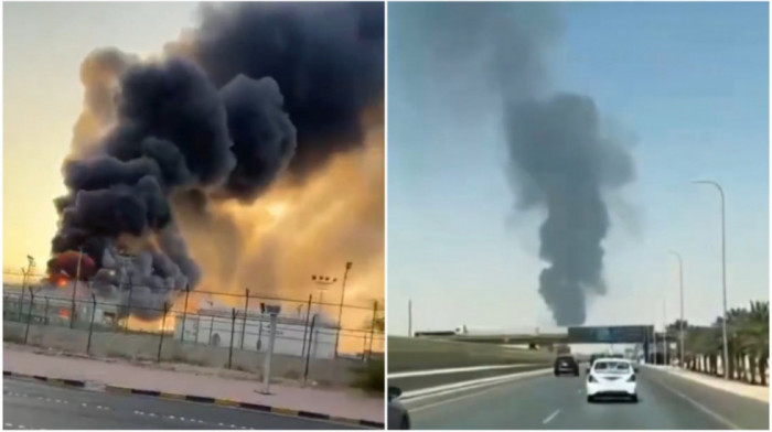 Eksplozije i crni dim iznad Rijada: Gori cisterna "Aramka" u blizini aerodroma (VIDEO)