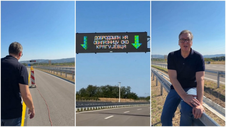 Vučić: Otvoreno prvih pet kilometara brze saobraćajnice, obilaznice oko Kragujevca