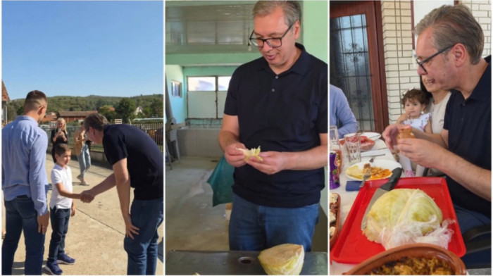 Vučić posetio porodicu Milivojević, probao kupus koji proizvode