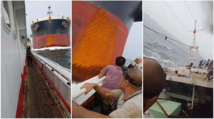 Teretni brod punom brzinom udario u ribare, voda gutala palubu - pogledajte trenutak udara (VIDEO)