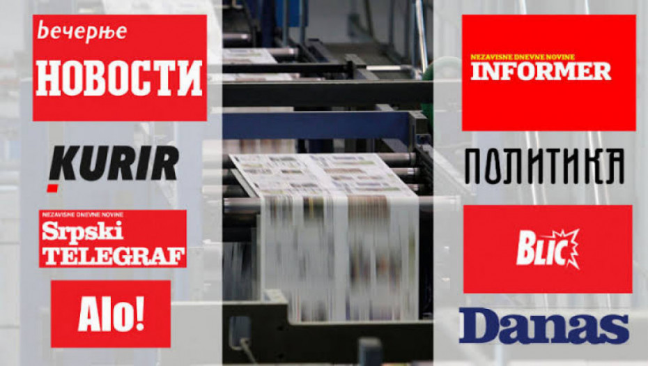 Naslovne strane dnevne štampe za nedelju, 01. novembar